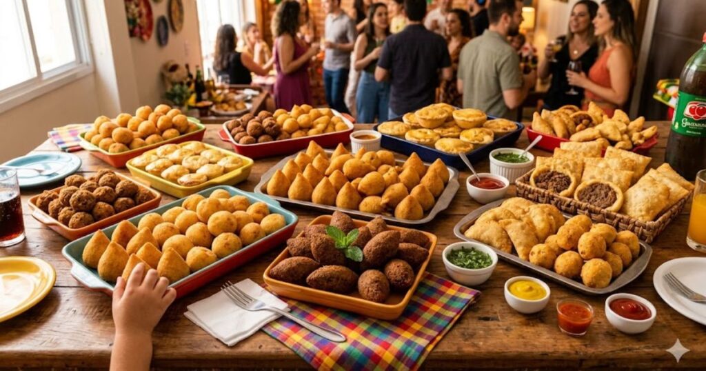 mesa de salgadinhos de festa