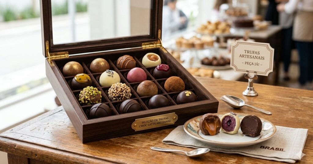Caixa de trufas de chocolate